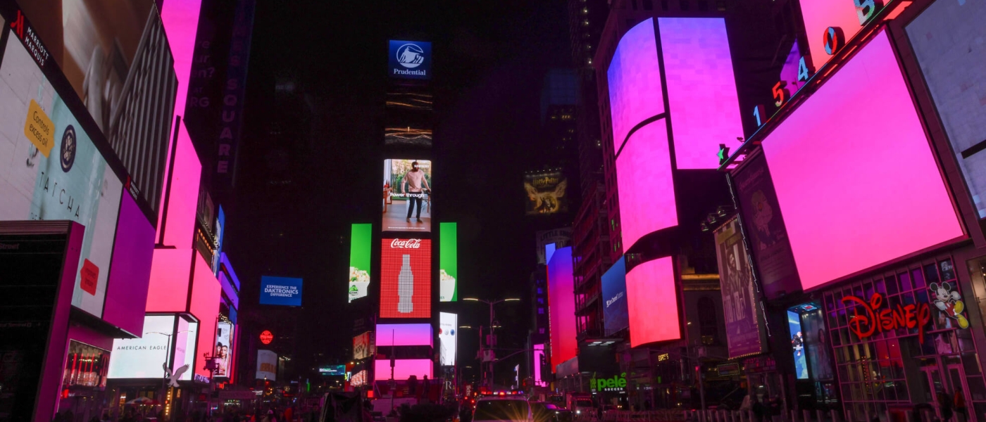 Continuum by Krista Kim on the screens of Times Square