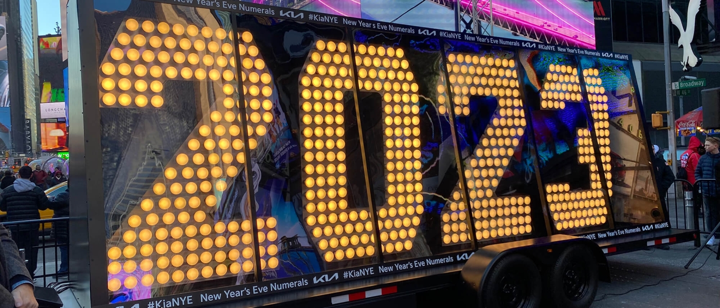 The 2023 numerals lit up in Times Square