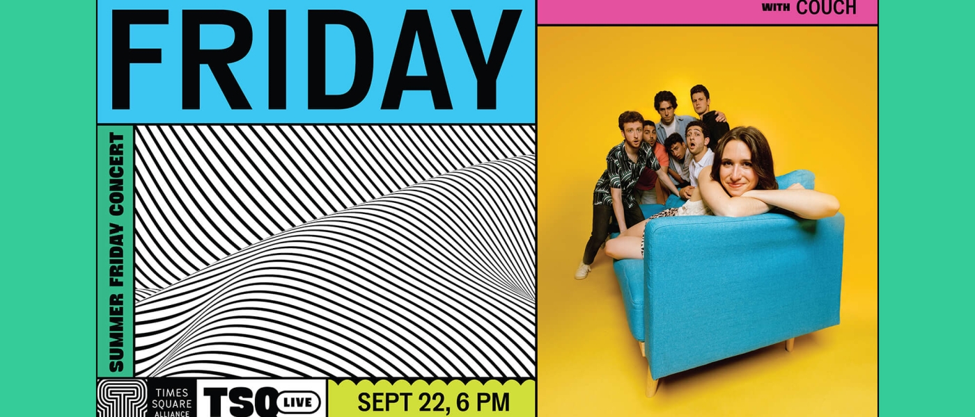 Promotional image showing a photo of the band Couch along with text reading "FRIDAY Sept 22, 6pm, TSQ Live Summer Friday Concert"