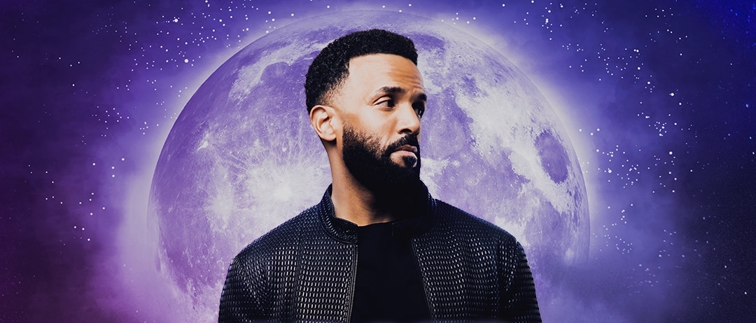 Promotional poster for the Craig David 7 Days Commitment Tour in North America, featuring a photo of Craig David in front of the moon