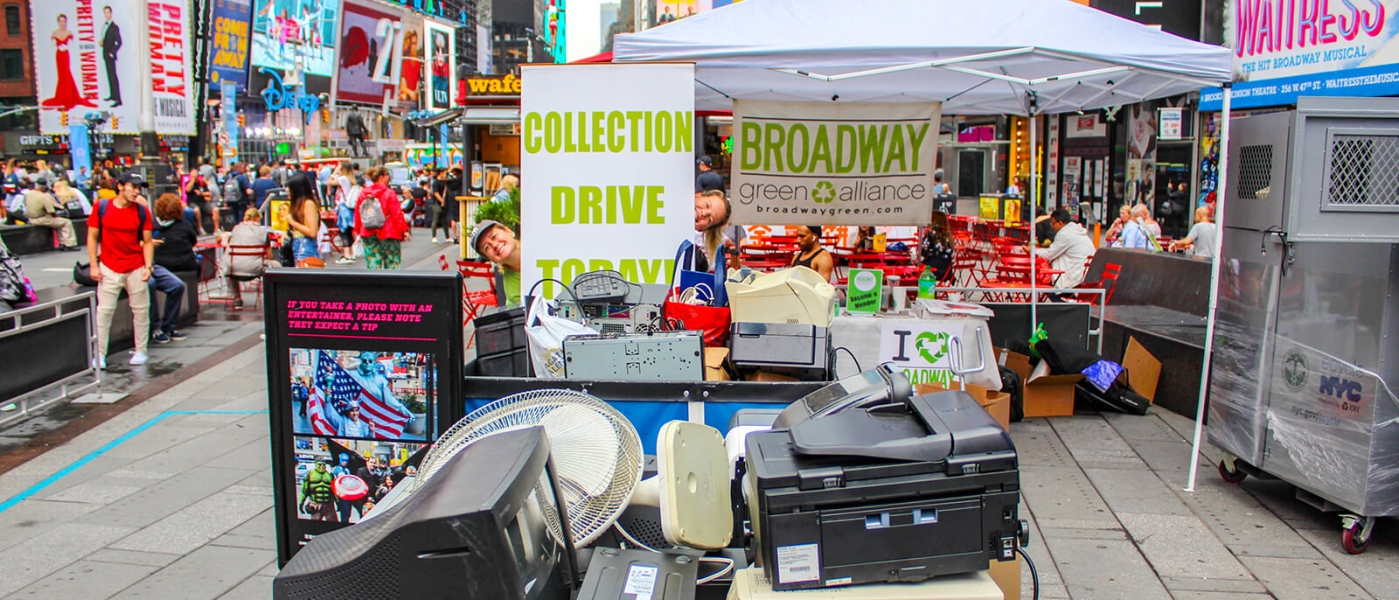 The Broadway Green Alliance e-waste collection tent