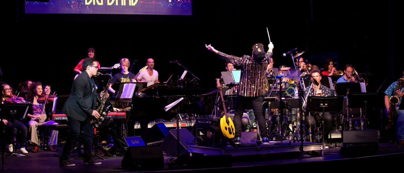 The 8-Bit Big Band performing on stage