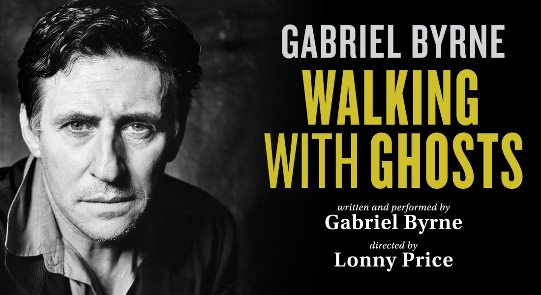 Poster for Walking with Ghosts, featuring a photo of Gabriel Byrne